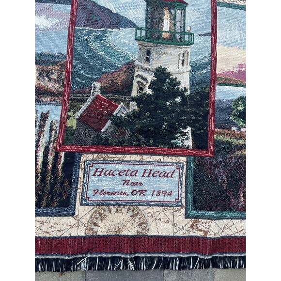 Goodwin Weavers Oregon Lighthouse Tapestry 64x45 Blanket House Cottage Florance - Picture 3 of 16